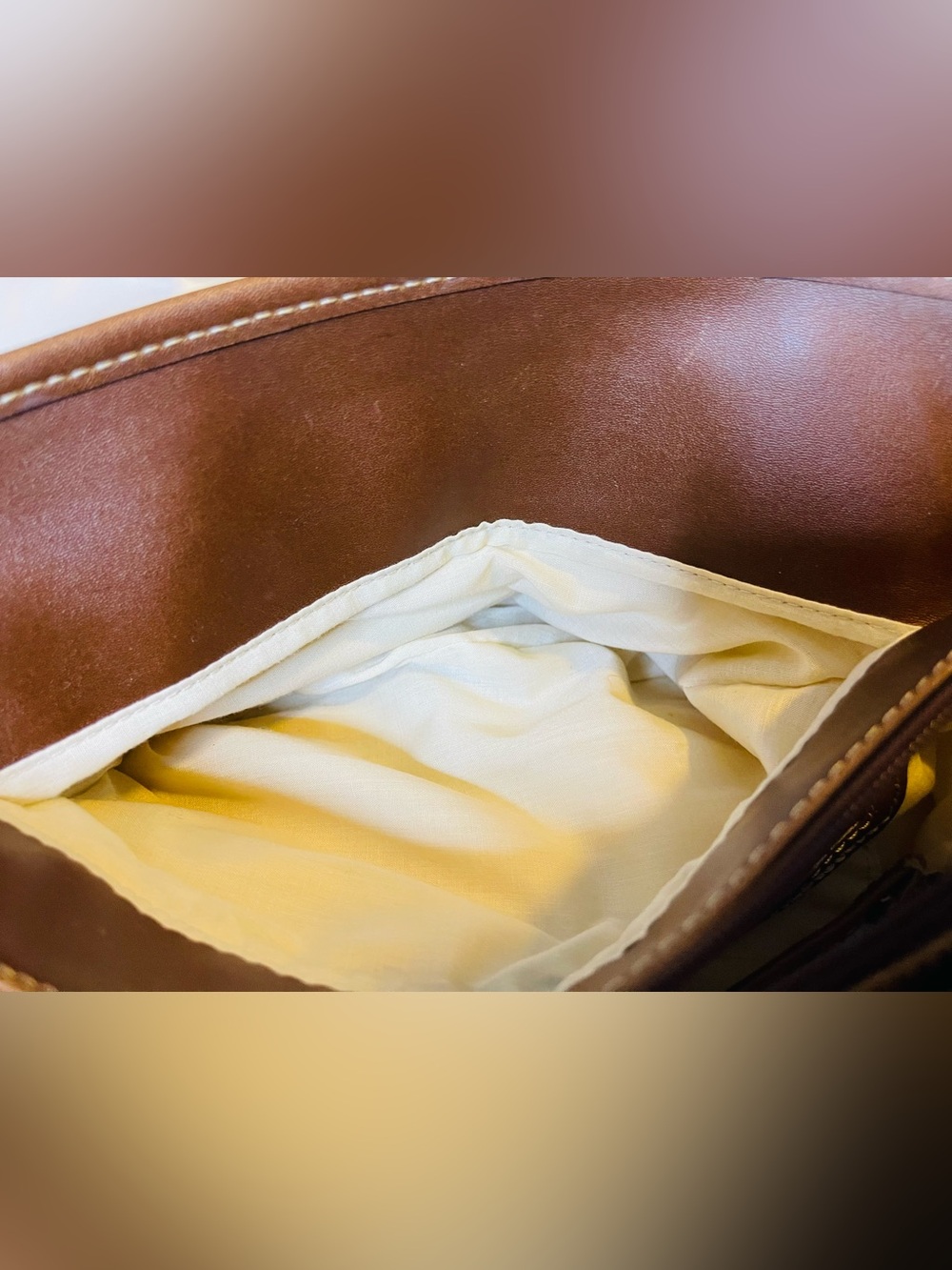 CHAPS | Cream Floral Shoulder Bag with Brown Leather Trim - Picture 4 of 16